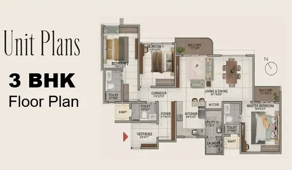 Featured Image of Prestige Padil Mangaluru 3 BHK Floor Plan